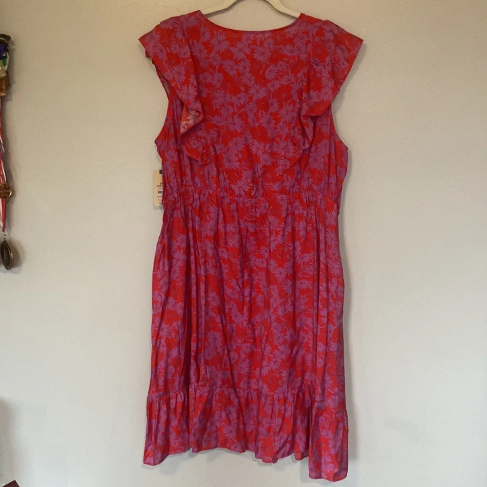 Terra & Sky Plus Red & Purple Floral Dress SZ 1X - Picture 5 of 5